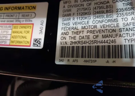 2024 Honda Cr-V Lx Awd from USA, damaged, VIN 2HKRS4H25RH444246